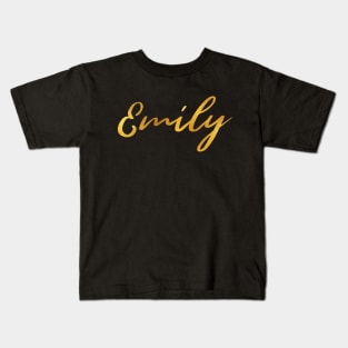 Emily Name Hand Lettering in Faux Gold Letters Kids T-Shirt
